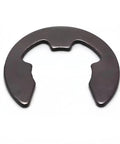 External Heavy Duty E Clip Retaining Ring for 3mm shafts, 12mm outer diameter, carbon steel with black oxide finish
