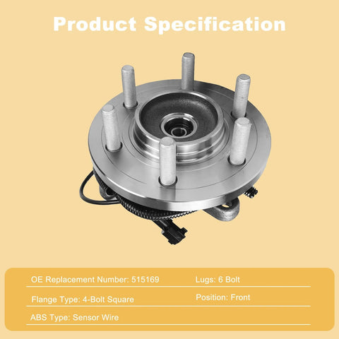 Front Wheel Hub Bearing Assembly Pair For 2015 2016 2017 F150 4WD 6 Lug Direct Replacement OE Spec Quality Front Wheel Bearings Hubs Set 2 Pack