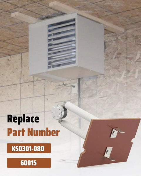 60015 High Limit Switch Replacement For Gas Stoves And Propane Heaters, KSD301080 Compatible mounted on heating unit