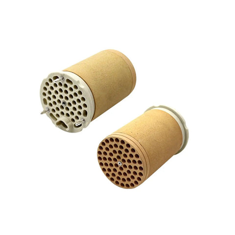 Heavy Duty Ceramic Heating Core For Hot Air Blowers Delivers A Beefy Three Wire Five Hundred Volt Kick With Nine Point Nine Kilowatts Of Straight Up Industrial Warmth, showcasing ceramic design with hexagonal perforations.