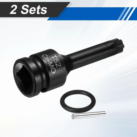 Torx Bit Socket T52 One Half Inch Drive, 2 Pack, Chrome Molybdenum Steel Impact Sockets with cotter pin and O-ring
