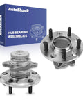 Rear Wheel Hub Bearing Assemblies Left And Right With ABS Replacement For 2006 To 2009 Hyundai Sonata And 2006 To 2010 Kia Optima Two Piece Set Premium Grade And Easy Install ISO IATF 16949 Certified Construction For Quiet Ride And Long Lasting Durability displayed with AutoShack packaging