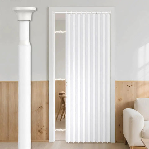 Blackout Magnetic Door Curtain Set with Included Curtain Rods for Patio Door and Accordion Doorway White 42W X 78L 1 Pack