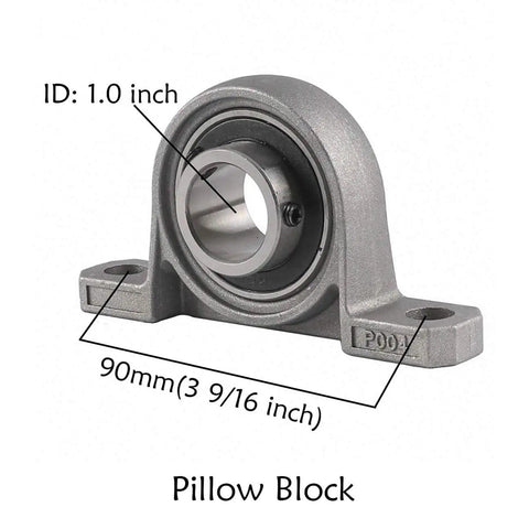 Pillow block bearing for Heavy Duty 32 Inch Go Kart Rear Live Axle Kit with mounting dimensions labeled
