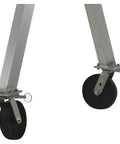 Solid Welded Aluminum Adjustable Gantry Crane two thousand pound load rating heavy duty swivel casters close-up view.