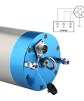 Close-up of 4.5KW CNC Spindle Motor for Milling Machines, Water Cooled 220V to 380V, 100MM ER20, end connection details.
