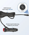 Ready To Roll 12 Volt Car Charger Adapter With Extra Long Power Cord Cable For Snailax Comfier Back Massage Cushion showing 6.5ft cord.