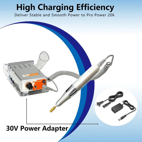 30V AC Adapter Charger For Medicool Pro Power 20k And Pro Power Flex PPFLEX Portable Electric Nail Drill File Machine Replacement