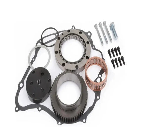 Upgrade Your Ride With This Heavy Duty Starter Clutch One Way Bearing Gear Kit Compatible For Yamaha 1999 To 2009 Featuring Oil Resistant Damping To Buffer Shock Reduce Idle Jitter And Cut Engine Noise With Anti Rust Coating Ensures Durability. starter clutch kit with gears, gaskets, springs, and bolts