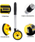 Measuring Wheel, Extendable Accurate Portable Metric Rolling Distance Tool with HD digital display and retractable alloy pole.