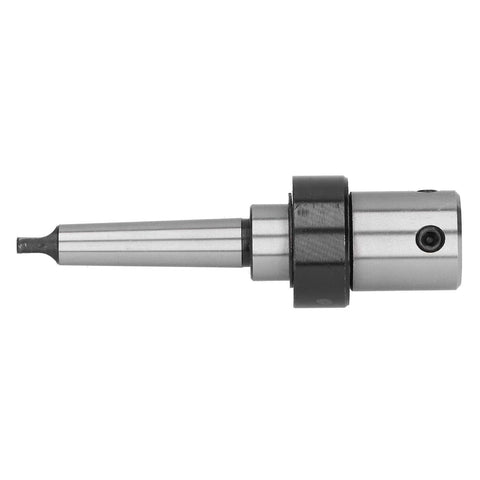 Side view of MT2-19.05mm Morse drill sleeve adapter in steel with coolant port