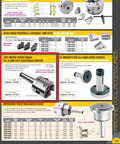 Catalog page showing lathe chucks, including Three Inch MT2 Shank Three Jaw Lathe Chuck With Threaded Drawbar End and jaws.