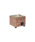 Copper Turkish Sand Heating Coffee Maker With Square Geometric Design 110V To 230V Electric Brewer Includes Pot for home use.