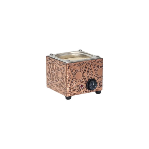 Copper Turkish Sand Heating Coffee Maker With Square Geometric Design 110V To 230V Electric Brewer Includes Pot for home use.