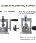 No Sweat Heavy Duty Copper Wire Stripping Machine With Handy Dandy Hand Grip And Power Drill Adapter Slick Aluminum Body with dual wire stripping methods.