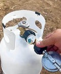 Propane Tank Gauge Level Indicator and Gas Pressure Meter with Color Coded Glow in the Dark Universal for All Cylinders Solid Brass 2 Pack installed on tank