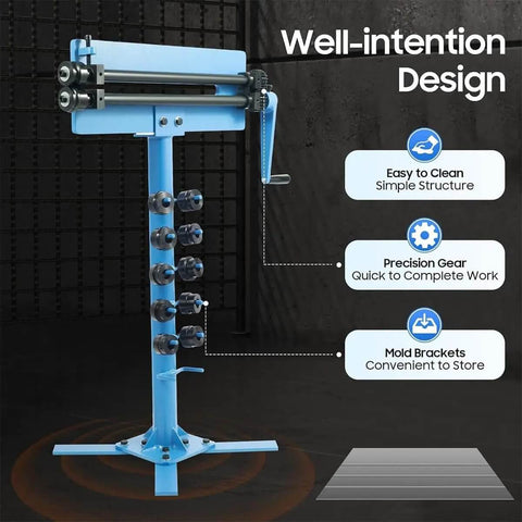 Professional Manual Bead Roller With Six Dies Set For 1.2mm Sheet Metal on stand, showing easy-to-clean design and mold brackets.