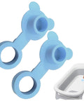 2Pack Silicone Blue Bathtub Stopper Plug in soft silicone, 1.18 inch size, designed for baby bathtubs and easy installation.