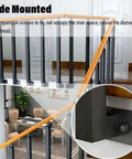 Tough As Nails Side Mount Banister Posts Black Metal Deck Railing Spindles with adjustable brackets, mounted on a stair railing.