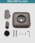 Upgrade Your Bathroom with This Replacement Square Trim Kit for Moen Chateau Shower Valve Designed With Pull On Push Off Knob Handle In Sleek Oil Rubbed Bronze Finish For Easy Hot Cold Water Control Without The Cartridge. Square bronze trim kit parts with H/C labels and screws