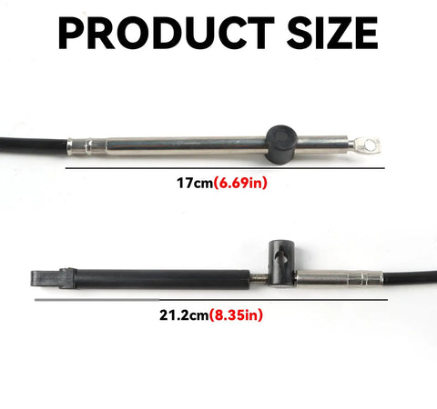 Close-up of 17cm and 21.2cm sections of the 15 Foot Outboard Engine Control Cables Set With Throttle And Shift Cables For Mercury MerCruiser.