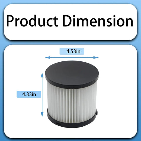 Two Pack HEPA Vacuum Filter For 18V Wet And Dry Vacuums Compatible With PCL733 PCL734 P3240 And 20V 2 Gallon Models dimensions