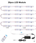 Lit 100 Ft White LED Window Light Strands For Storefront Advertising Waterproof 12V 5050 Modules With Remote Dimmer Kit