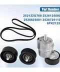 Heavy Duty V Ribbed Belt Kit With Tensioner And Idler Pulley For Hyundai Kia 2.0 And 2.4 Liter L4 Engines Perfect Direct Bolt On Fit No Mods Needed To Get Your Ride Rolling Smooth Again Fast Shipping., black 6PK2125 belt kit with tensioner and idler pulleys, 74mm steel bearing