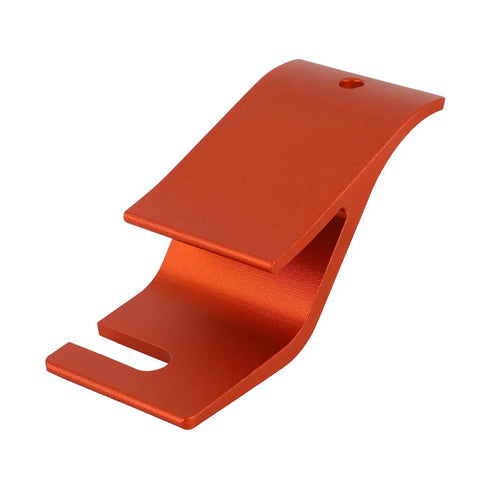 Bead Buddy Tire Installation Holder Hook for Off Road Dirt Bikes and Motocross Universal Tire Changer Tool in orange.
