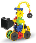 Colorful gear construction with digger and wrecking ball from Gears Wrecker STEM Kit For Kids And Toddlers, 47 Piece Construction And Fine Motor Skills Set For Ages 4 And Up, Hands On Science Toys For Creative Builders, Great Gift For Boys And Girls
