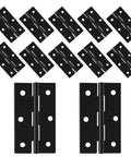 Rock Solid Black Butt Hinges Set of 12 For Interior Doors and Cabinetry showing flat steel design, 60x37mm size, with mounting holes.