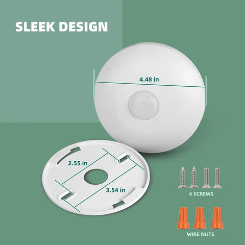 Real Deal Hardwired Pir Ceiling Motion Sensor Switch With 360 Degree Sweep And Auto Light Controls For Easy Peasy Installation and detailed measurements.