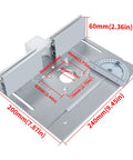 Heavy Duty Router Table Insert Aluminum Flip Plate With Adjustable Miter Guide Rail And Crisp Scale Markings For Dead On Edge Cuts And Shop Ready Performance In Any Fine Woodworking Space - Close-up view with measurements.