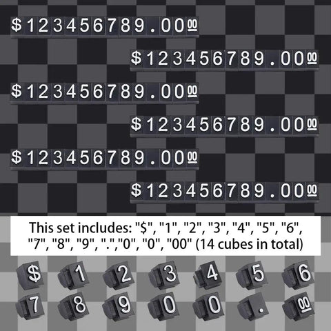 Price Display Cube Tags Set 50 With Adjustable Stand For Jewelry Shop And Vending Machines Counter Black And White Plastic Cubes