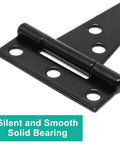 Close-up of Six Pack 2 Inch T Hinges For Doors And Gates In Outdoor Black Finish Heavy Duty Carbon Steel Construction