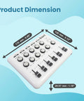 Portable Five-Input Audio Mixer With Three 3.5mm Outputs For Headphones, Speakers, And Rec Out, size dimensions displayed