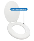 Plush Cushioned Toilet Seat In Desert White For Elongated Bathrooms Soft Vinyl Comfort Upgrade Cozy Ultra Plush Pad