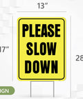 Please Slow Down Yard Sign With Stake 13x17 Inches Double Sided Corrugated Plastic Kids At Play Safety Sign For Street