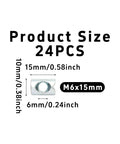 Dimensions of 24 Piece M6x15mm Barrel Nut Cross Dowels Slotted Nut Hardware Replacement Kit for Bunk Beds Headboards Chairs