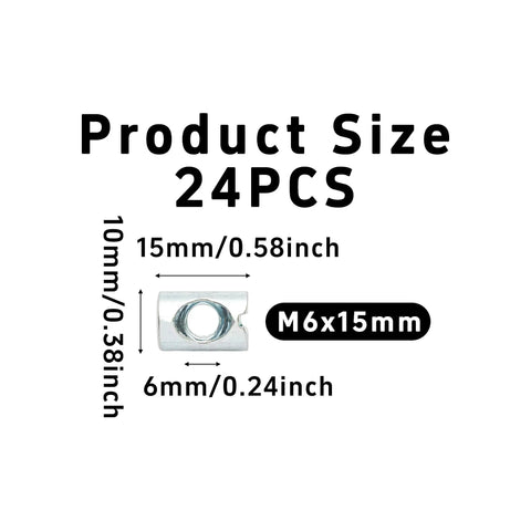 Dimensions of 24 Piece M6x15mm Barrel Nut Cross Dowels Slotted Nut Hardware Replacement Kit for Bunk Beds Headboards Chairs