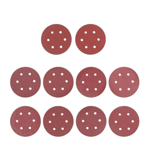 Heavy Duty 9 Inch Sandpaper With 6 Holes Premium Hook and Loop Discs for Electric Polisher, set of ten sanding discs.