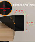 Close-up of Badass 2 Pack Heavy Duty Steel Table Legs Industrial Modern Style showing dimensions and thickness on wood tabletop.