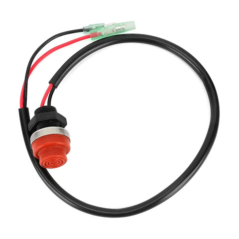 Keyless Start Stop Switch for Outboard Marine Engines, round push button ignition with 45cm wire, ABS construction, red and black wires