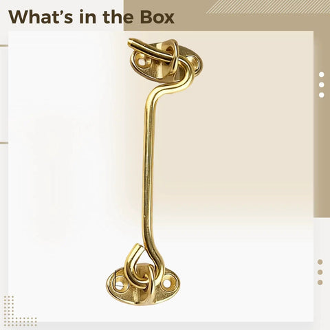 Two Pack Solid Brass Swivel Pivot Eyelet Latches For Windows And Cabinets 4.3 Inch Heavy Duty Sliding Door Hooks Antique Design
