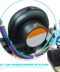 Close-up of Hot Air Rework Station 850D Soldering Iron Station With LED Digital Display, Quiet Vortex Brushless Fan.