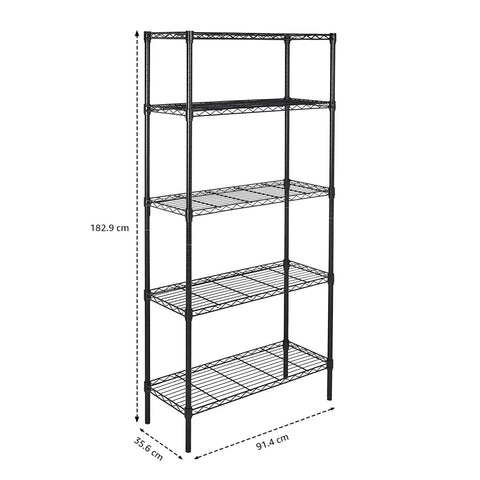 Built Tough Heavy Duty Steel Wire Shelving Rack Five Tier Adjustable Garage Organization Unit With No Sweat Assembly And 1750 Pound Weight Capacity For Tools And Kitchen Black Finish