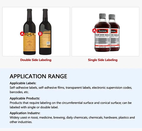 Automatic Round Bottle Labeling Machine Is A No Sweat Double Side Sticker Applicator That Works Like A Champ For Fast Beverage Packaging Up To 150 Mm Diameter on bottles.