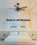 46 Inch Ceiling Fan With Lights And Remote Control Dope Farmhouse Style for bedroom shown with reversible DC motor for all seasons