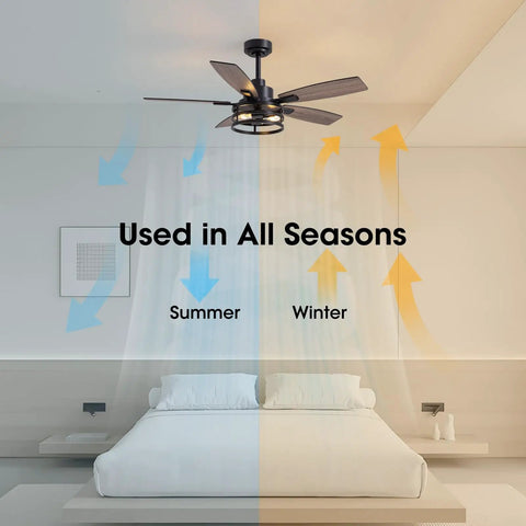 46 Inch Ceiling Fan With Lights And Remote Control Dope Farmhouse Style for bedroom shown with reversible DC motor for all seasons