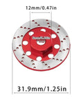 Heavy Duty 12mm Wheel Hex Hub Adapter With Brake Disc, Red Metal Upgrade Part for 1/12 RC Cars, Dimensions Shown